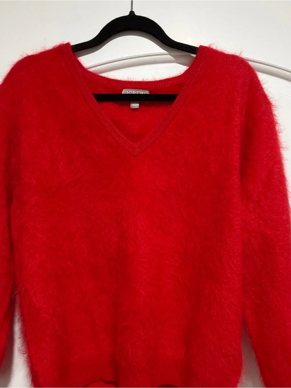 J.Crew Brushed Cashmere Oversized V-Neck Sweater – Cherry Red – XS
